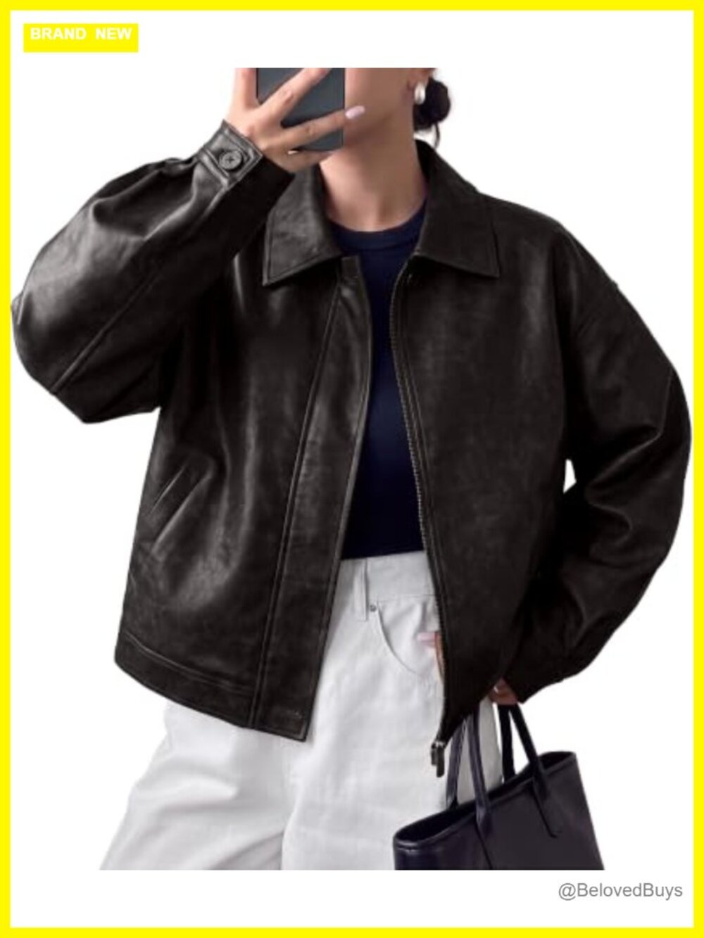 Women's Faux Leather Oversized Motorcycle Jacket